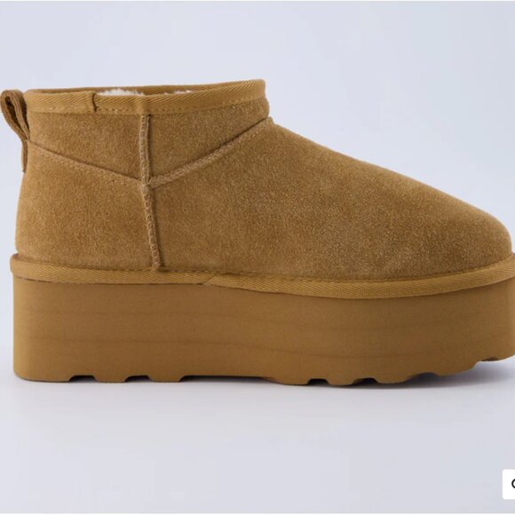 NEW CUSHIONAIRE Suede Hippy Platform Lined Booties Chestnut for women 1025 4m2 - Picture 4 of 8